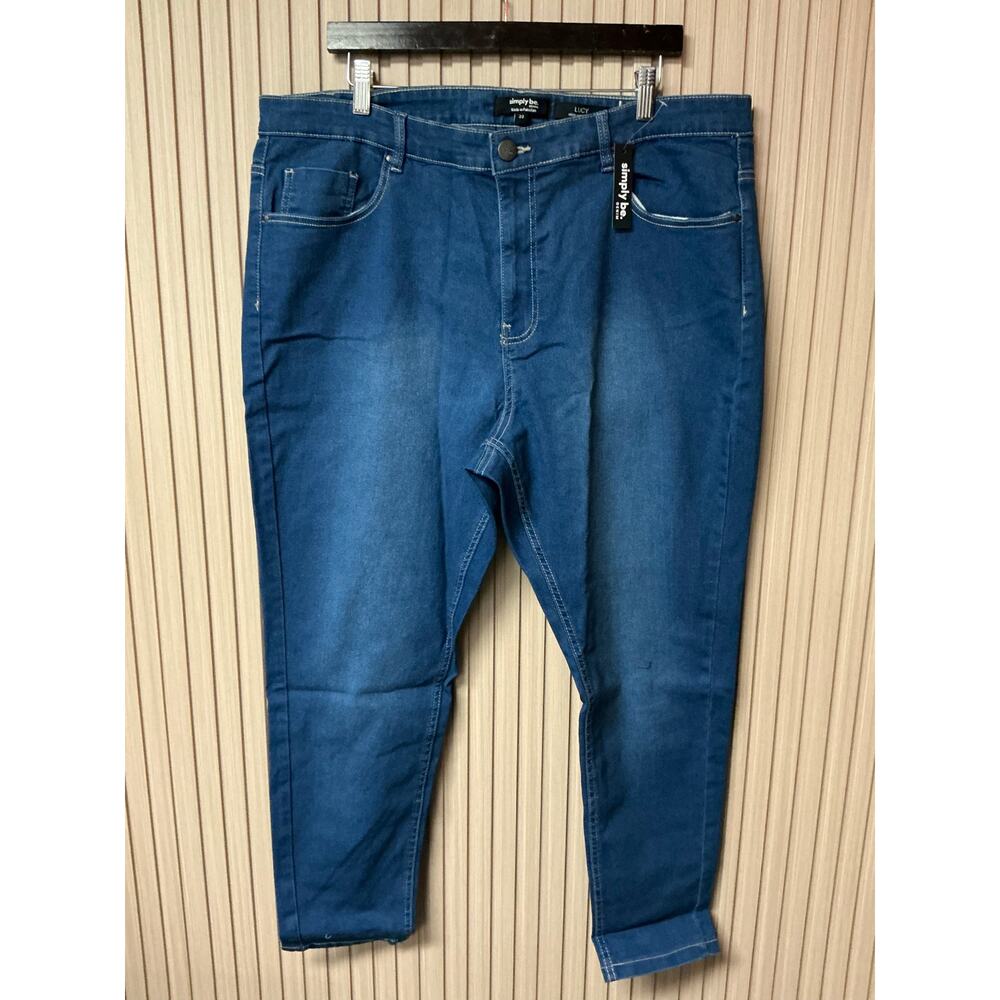 Simply Be Lucy High Waist Crop Skinny Jeans Blue Size 18